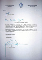 マルタ文化大臣感謝状OASIS international 2006-Malta